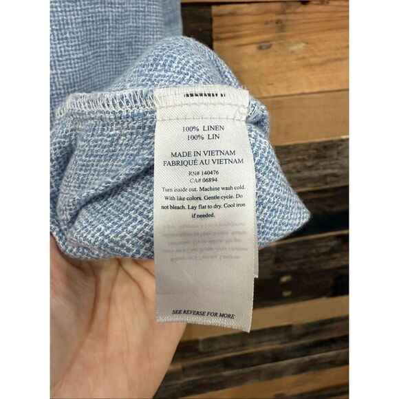 Faherty linen blue dress pockets size Large - Picture 5 of 8